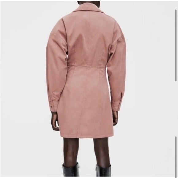 💋 ZARA Soft Velvet Burgundy Shirt Dress with Buttons. Size MD. Great Cond! - Picture 3 of 6